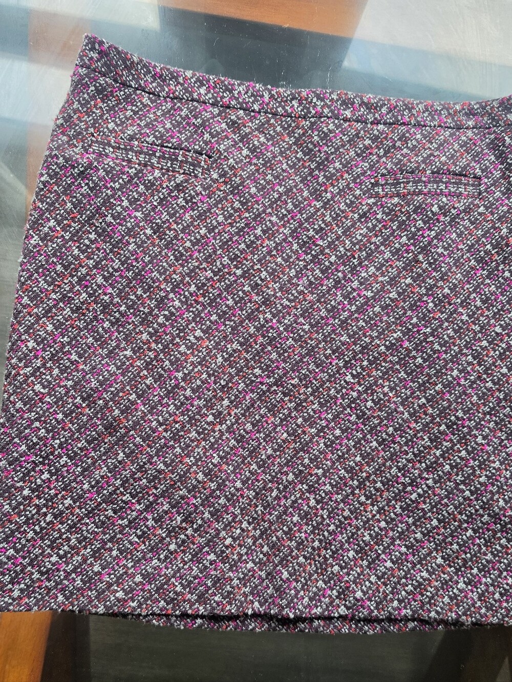 LOFT Purple and Black Tweed Mini Skirt